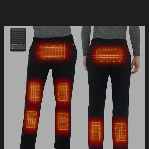 Black Heated Sweatpants for Men - Picture 2 of 12